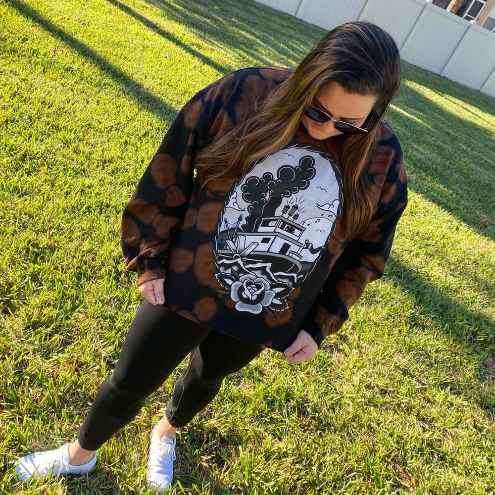 Steamboat Tattoo Lost Bros Custom Dyed Sweater
